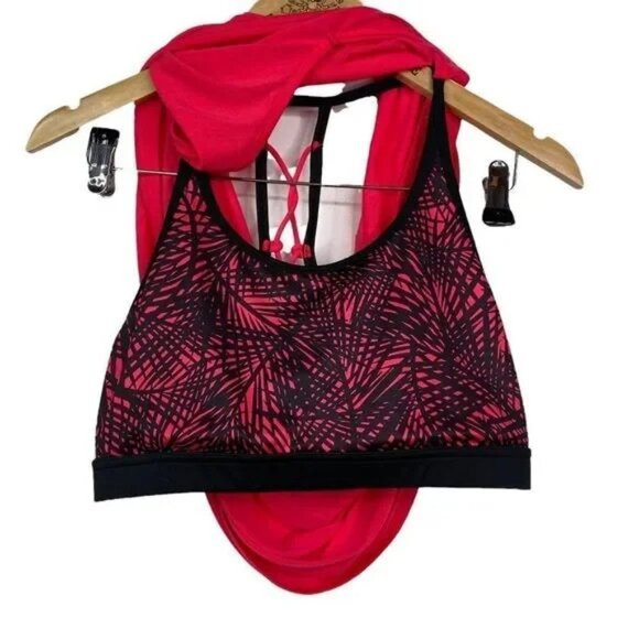 C9 BY CHAMPION WOMEN'S BRIGHT PINK/BLACK TANK TOP WITH BUILT IN SPORTS BRA LARGE - Picture 4 of 9